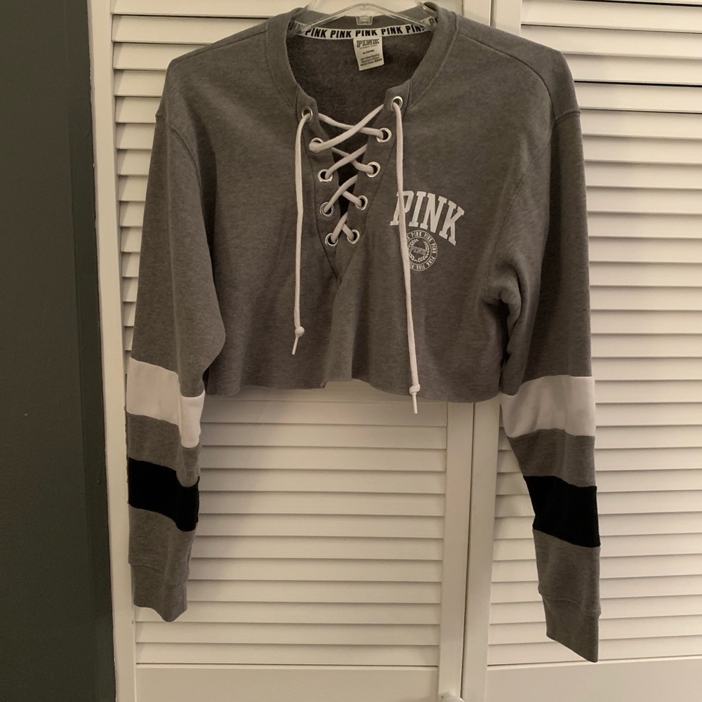 Women’s PINK Victoria Secret Crop Tie-Up Hoodie